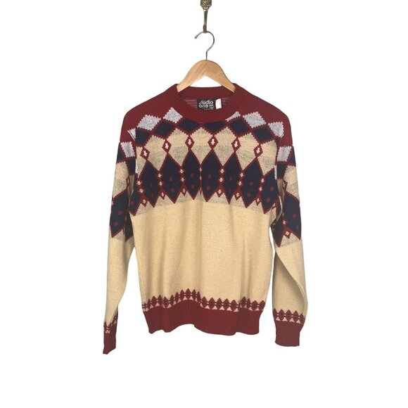 Vintage Studio One by Campus New Blue Red Diamond Sweater Women's Sz. XL? USA - Picture 1 of 9